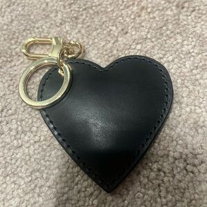 NEW - BLACK LEATHER HEART KEY CHAIN BAG CHARM